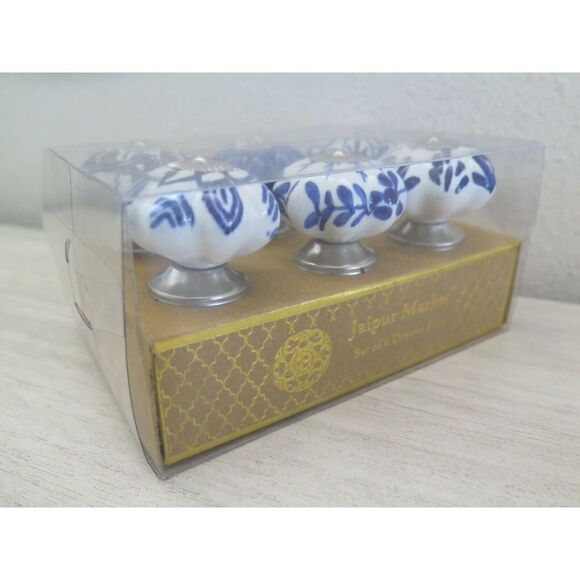 Jaipur Market Blue/White Design Ceramic Drawer Knobs, Set Of 6 - Picture 4 of 9